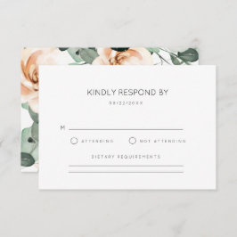 Rozen Floral Wedding RSVP Kaartje