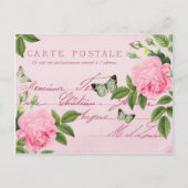  rozen florale briefkaart met vlinders (Voorkant)