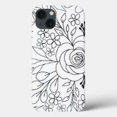 Rozen florale tekenlijn Case-Mate iPhone case (Achterkant)