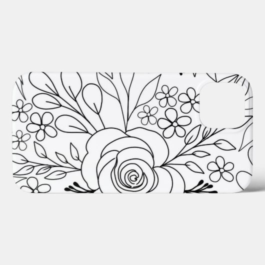 Rozen florale tekenlijn Case-Mate iPhone case (Achterkant (horizontaal))