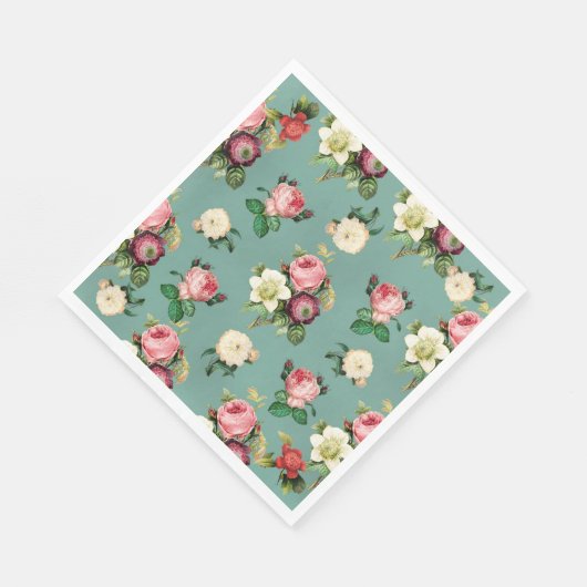 Rozen floreel patroon servet (Hoek)