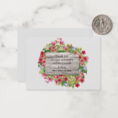 Rozen Flower Thank You Card Notitiekaartje (Voorkant / Achterkant in situ)