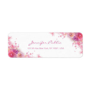 Rozen Flowers Elegant Hand Script Waterverf Art Etiket