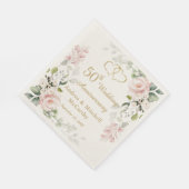 Rozen Foliage Hearts 50th Wedding Jubileum Servet (Hoek)