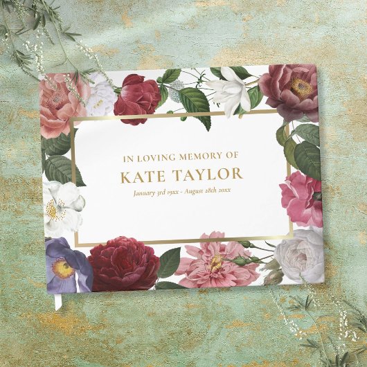 Rozen Foral Funeral Service Memorial Guest Book Gastenboek