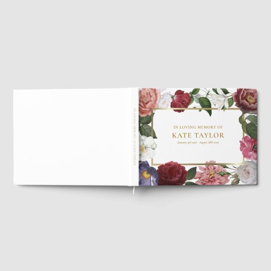 Rozen Foral Funeral Service Memorial Guest Book Gastenboek (Volledig)