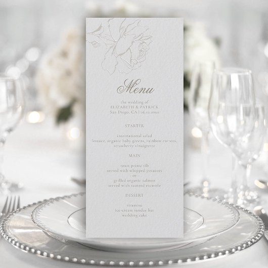 Rozen Formal Modern Classic Ivoor Elegant Wedding Menu