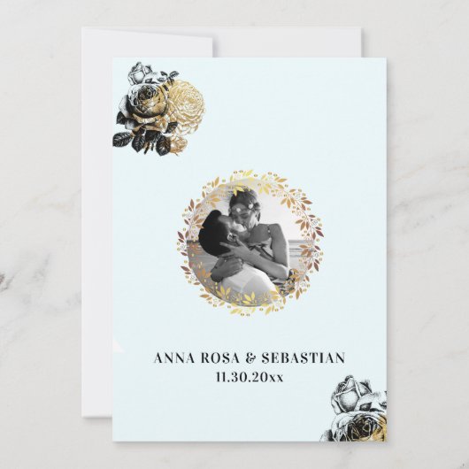 * Rozen FOTO Floral AR8 bruiloft RSVP Uitnodiging (Achterkant)