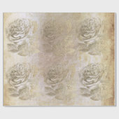 Rozen Foxier Gold Parly Metallic Floral Grungy Cadeaupapier (Vlak)