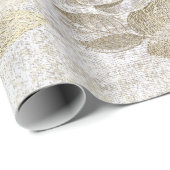 Rozen Foxier Gold Parly Metallic Floral White Cadeaupapier (Rol Hoek)