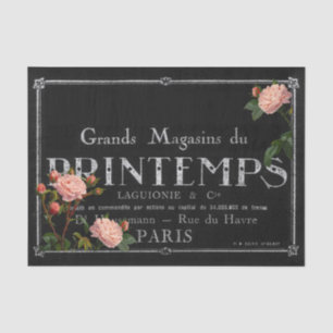  Rozen Franse Typografie Black Decoupage Tissuepapier