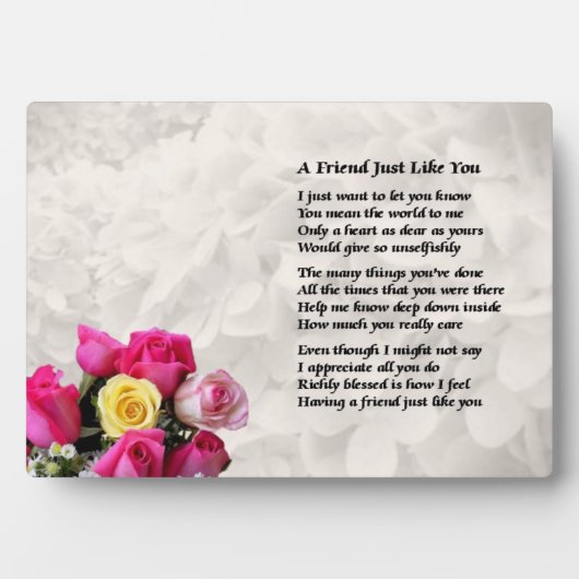 Rozen Friend Poem Plaque Fotoplaat (voorkant)