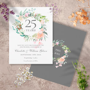 Rozen Garland 25th Jubileum Save the Date Briefkaart