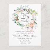 Rozen Garland 25th Jubileum Save the Date Briefkaart (Voorkant)