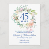 Rozen Garland 45th 65th Jubileum Save the Date Aankondigingskaart (Voorkant)