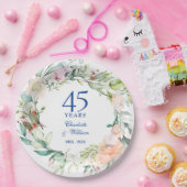 Rozen Garland 45th 65th Wedding Jubileum Papieren Bordje (Feest)