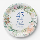 Rozen Garland 45th 65th Wedding Jubileum Papieren Bordje (Voorkant)