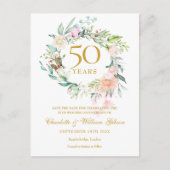 Rozen Garland 50e Jubileum Save the Date Briefkaart (Voorkant)