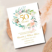 Rozen Garland 50e Jubileum Save the Date Briefkaart