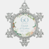 Rozen Garland 60th Diamond Wedding Jubileum Tin Sneeuwvlok Ornament (Voorkant)