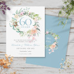 Rozen Garland 60th Jubileum Save the Date Aankondigingskaart<br><div class="desc">Met een delicate waterverf bloemetjesgrond kan deze botanische trouwdag van 60 tot 75 jaar worden gepersonaliseerd met speciale informatie over diamanten en platina's. Op de achterzijde staat een bijpassende bloemige tuin die je jubileumdata in elegante witte tekst op een diamantblauwe achtergrond plaatst. Ontworpen door: Thisnotme©</div>