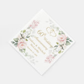 Rozen gebladerte harten 60e bruiloft Jubileum Servet (Hoek)