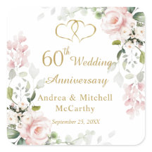 Rozen gebladerte harten 60e bruiloft Jubileum