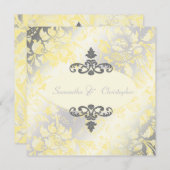 Rozen + Geel/Grijs uitnodigingen (Voorkant / Achterkant)