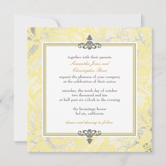 Rozen + Geel/Grijs uitnodigingen (Achterkant)