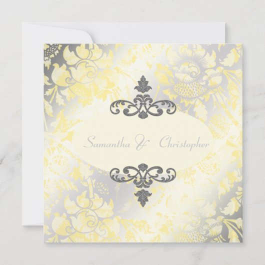 Rozen + Geel/Grijs uitnodigingen (Voorkant)