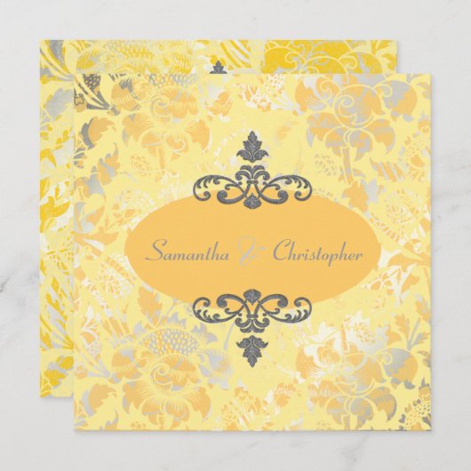  Rozen + Geel/Grijs uitnodigingen (Voorkant / Achterkant)