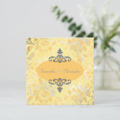 Rozen + Geel/Grijs uitnodigingen (Staand voorkant)