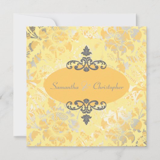 Rozen + Geel/Grijs uitnodigingen (Voorkant)