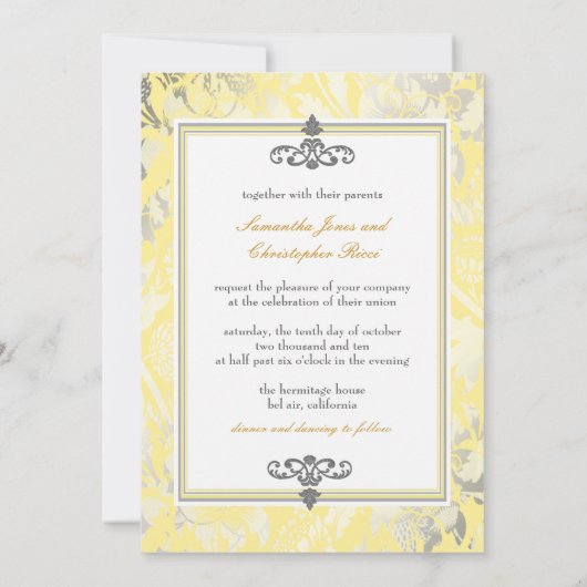 Rozen Geel + Zilveren 5x7 uitnodigingen (Achterkant)