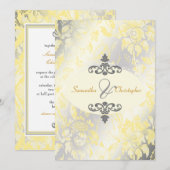 Rozen Geel + Zilveren 5x7 uitnodigingen (Voorkant / Achterkant)