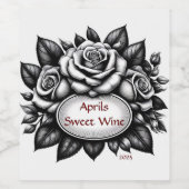 Rozen geïnspireerd wijnlabel wijn etiket (Enkel label)