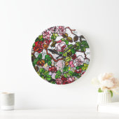 Rozen - gekleurd glas grote klok (Huis)