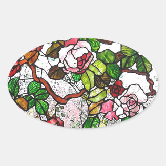 Rozen - gekleurd glas ovale sticker