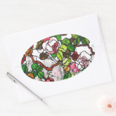 Rozen - gekleurd glas ovale sticker (Envelop)