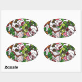 Rozen - gekleurd glas ovale sticker (Vel)