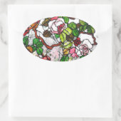 Rozen - gekleurd glas ovale sticker (Tas)