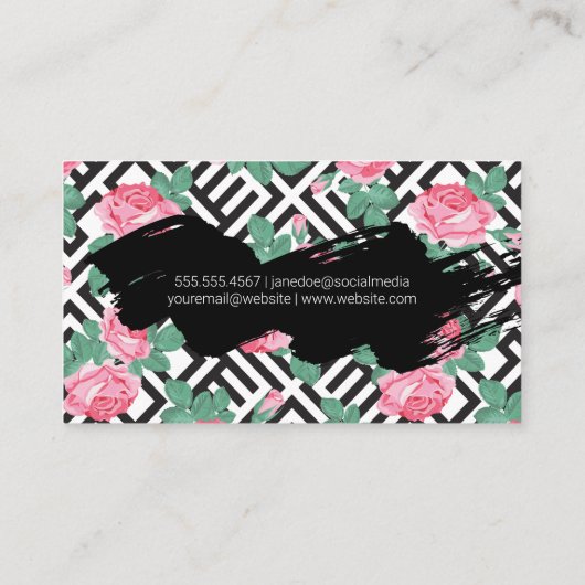 Rozen Geometrisch patroon Visitekaartje (Achterkant)