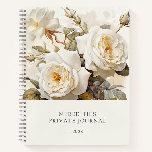  Rozen Gepersonaliseerd Antiek Wit Bloemen Notitieboek (Voorkant)