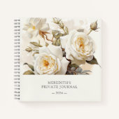  Rozen Gepersonaliseerd Antiek Wit Bloemen Notitieboek (Voorkant)