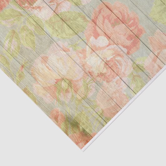 Rozen, geverfd, op Antiek houten planken Tissuepapier (Detail)