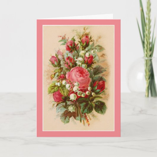 Rozen Gevouwen Wenskaart Kaart (Voorkant)