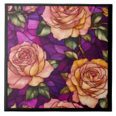 Rozen Glas in lood Populair Elegant Collectie Tegeltje (Voorkant)