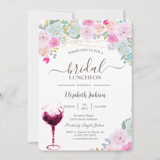 Rozen, glas voor wijn kaart (Voorkant)