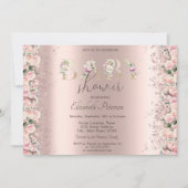 Rozen Glitter Confetti Roos Goud Baby shower Kaart (Voorkant)