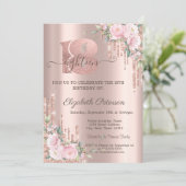 Rozen Glitter Drips Roos Gold 18e verjaardag Kaart (Staand voorkant)